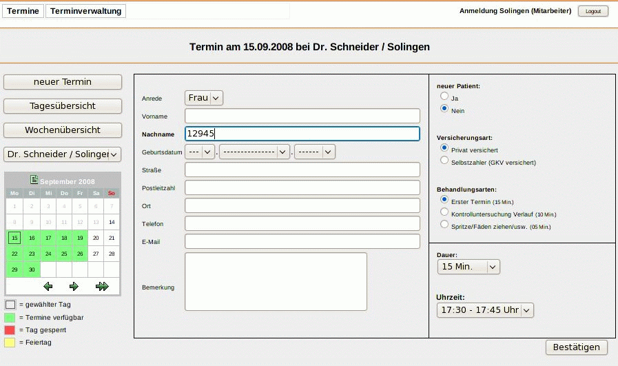 Grafik Eingabemaske intern